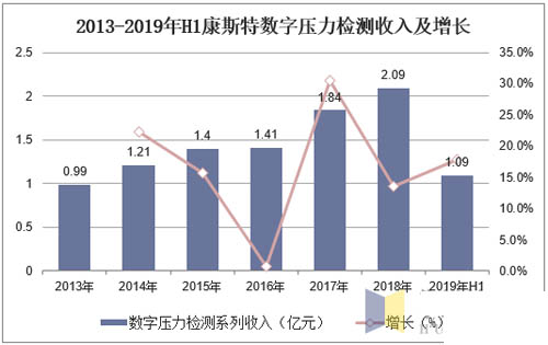 2013-2019年H1康斯特?cái)?shù)字壓力檢測(cè)收入及增長(zhǎng) 